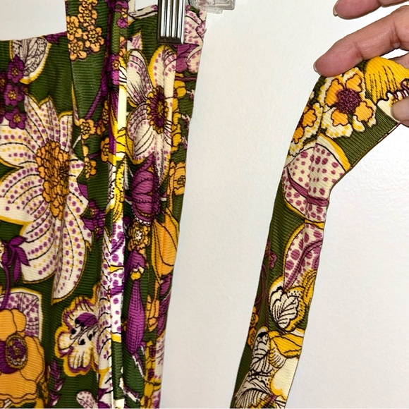 Vintage 60s Floral Paisley Maxi Skirt Boho Hippie Halter Dress & Matching Belt - Picture 8 of 11